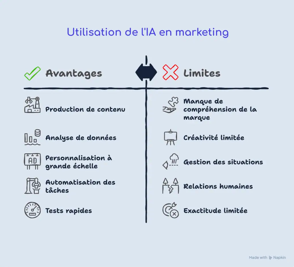 Avantages et limites de l'utilisation de l'IA en marketing en 2026